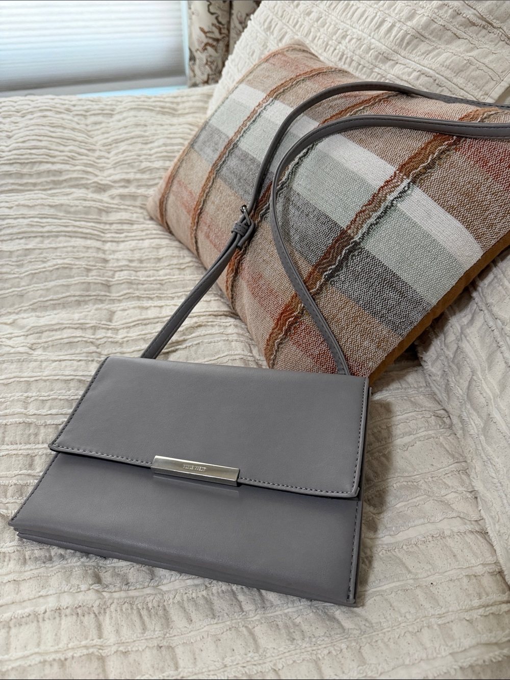 Nine West Gray Crossbody Leather Shoulder Bag